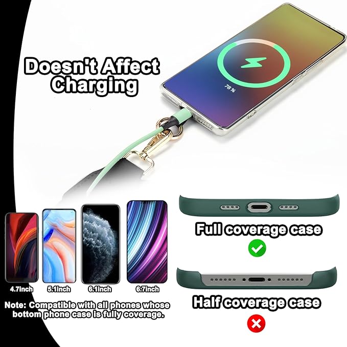 XANGNIER Clip and Go Strap for Phone with Wallet Crossbody, Phone Strap with Zippered Wallet, Adjustable Anti Theft Cellphone Lanyard for Women, Cellphone Chain Accessories, Multicolor 10