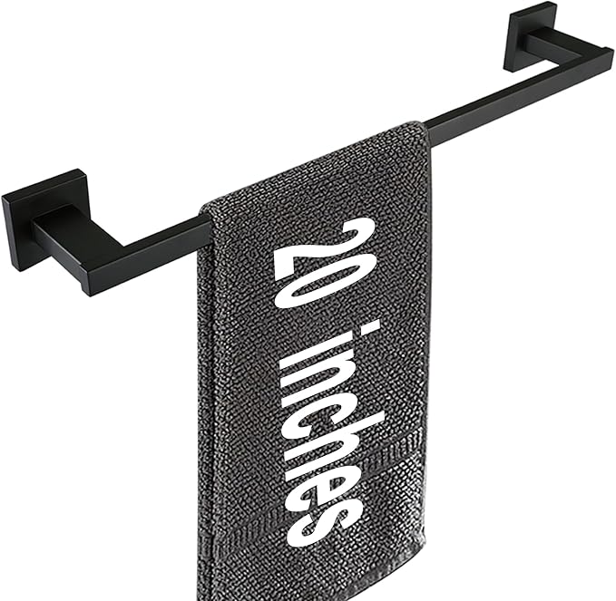 LANC Black Towel Bar for Bathroom Wall Mounted Matte Black 20-Inche Bath Towel Rack Stainless Steel Towel Rod for Cabinet Kitchen Towel Holder Towel Hanger Towel Rail, A9010MB-L5
