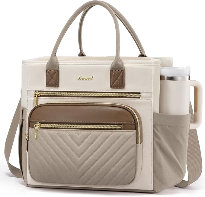 LOVEVOOK Insulated Lunch Bag Women,Wide Opening Adult Lunch Box Women with Cup Holder,Large Leakproof Cooler Bag for Work Picnic Beach Family College Mom,Lunch Teacher Breast Pump Diaper Tote Bag