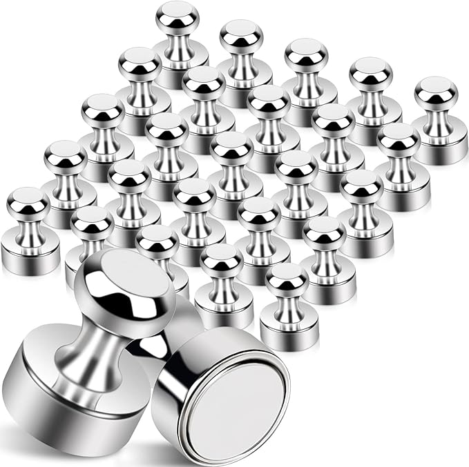 25Pcs Strong Fridge Magnets, Refrigerator Magnets for Whiteboard, Magnetic Push Pins Small Whiteboard Magnets for Classroom, Magnetic Decorative Magnets, Locker Accessories and Dry Erase Magnets