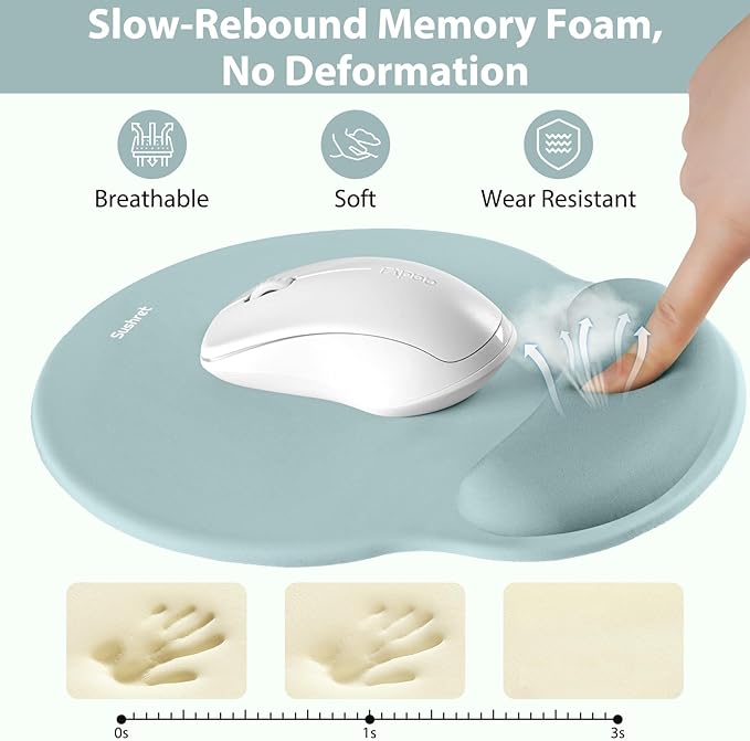 Mouse Pad and Keyboard Wrist Rest, 3-in-1 Gel Memory Foam Ergonomic Mouse Pad with Wrist Rest Set, Gaming Mousepad Arm Cushion Support for Computer Office Desk Accessories Cute, Seafoam Blue