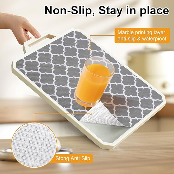 Drawer and Shelf Liner for Kitchen Cabinet, Non-Adhesive Cabinet Liner, Non-Slip Drawer Liner, Waterproof Cupboard Liners, Kitchen Shelf Liner Easy to Clean, Protect Dresser/Shelves/Table
