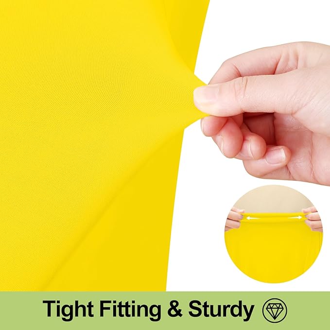 Smiry Spandex Tablecloth 2 Pack, Elastic Fitted Stretch Tablecloth for 6FT Rectangle Tables, Waterproof Washable Table Cover Skirt for Wedding, Banquet & Parties (Yellow, 72Lx30Wx30H Inch)