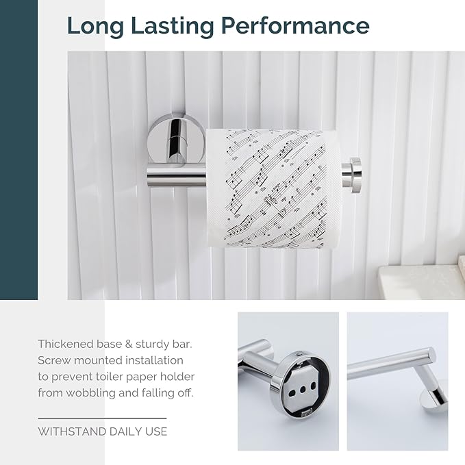Toilet Paper Holder Polished Chrome, Angle Simple SUS304 Stainless Steel Bathroom Toilet Paper Roll Holder Wall Mount