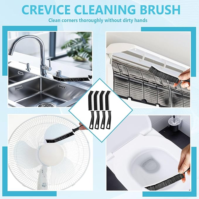 15PCS Crevice Cleaning Brush, Hard Bristle Grout Scrub Brushes, Multifunctional Gap Detail Cleaning Tools for Bathroom, Kitchen, Window Sill, Tile Corners & Household Deep Cleaning
