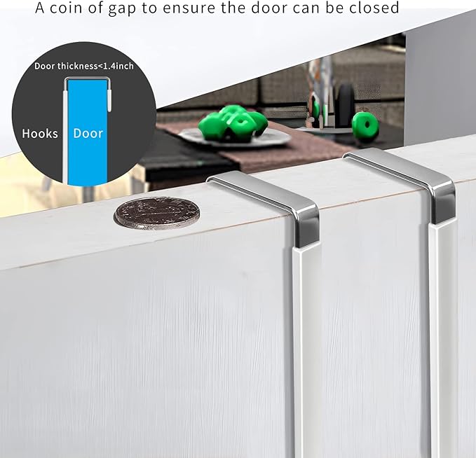 FYY Over the Door Hooks, 8 Pack Door Hangers Hooks with Rubber Prevent Scratches Heavy Duty Organizer Hooks for Living Room, Bathroom, Bedroom, Kitchen Hanging Clothes, Towels, Hats, Coats, Bags White
