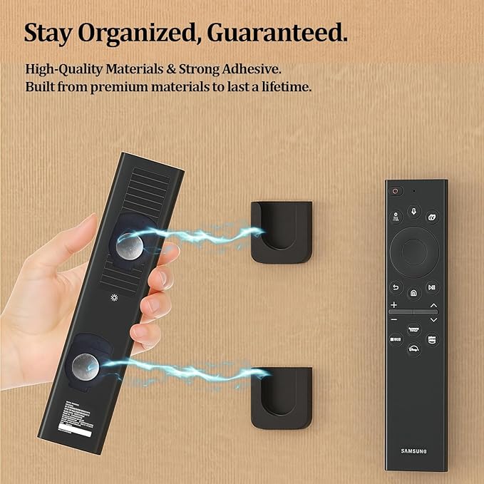 Magnetic Remote Control Holder Wall-Mounted Remote Holder Adhesive Strips Easy Installation for TV, Fan, and AC Remotes to Organize Home & Office (6 Pack)