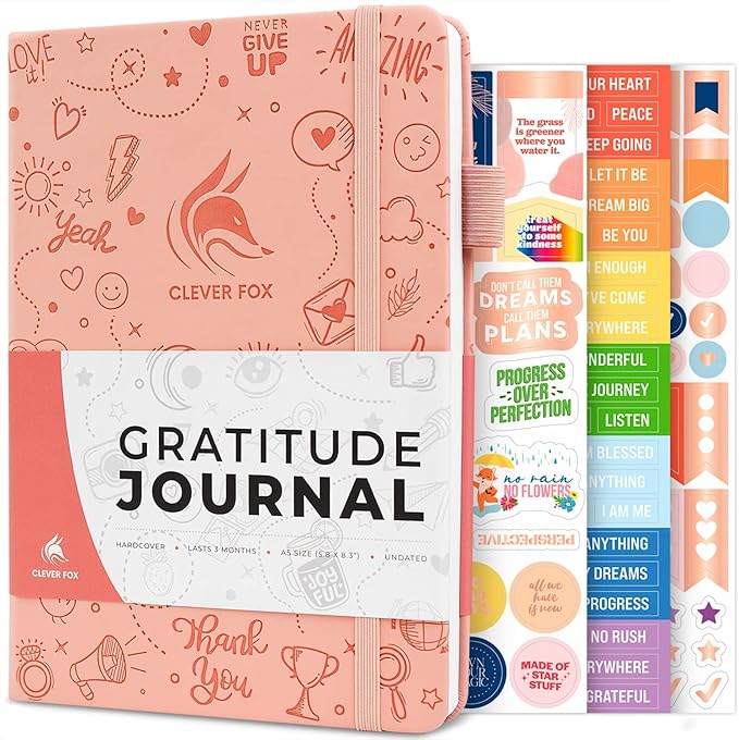 Clever Fox Gratitude Journal – Happiness, Positivity & Affirmation Daily Journal – Inspirational Daily Notebook – 3 Months, A5 (Light Pink)