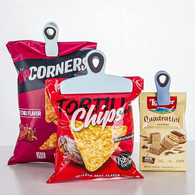 Magnetic Chip Clips - 8pcs Blue, Ideal for Food Packages