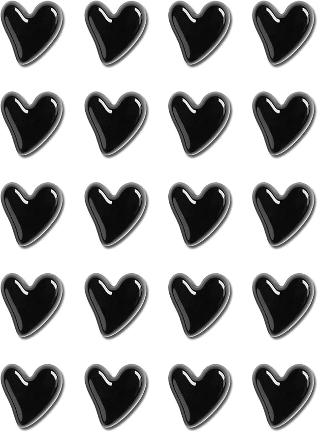 Mymazn 20Pcs Fridge Magnets Cute Refrigerator Magnets, Small Magnets for Whiteboard Cabinet Locker, Heart Decorative Magnets for Classroom Kitchen Office (Black)