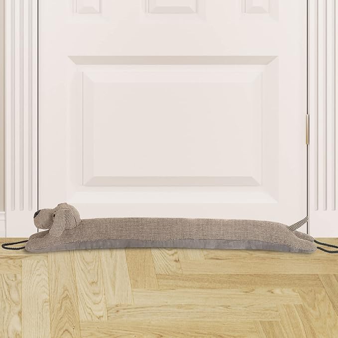 Marwood Under Door Draft Stopper Decorative Wind Stopper 36 inch for Door & Window, Weighted Animal Air Draft Stopper for Bottom of Door with Hanging Loops - Brown Dog