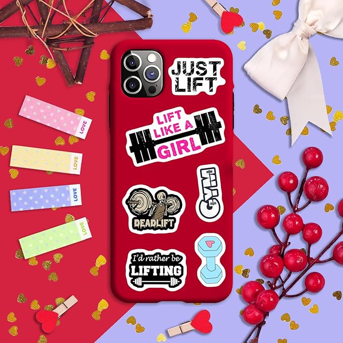 BulbaCraft 100Pcs Gym, Workout and Weightlifting Stickers for Water Bottle & Laptop - Workout Gifts for Women, Mom - Waterproof Vinyl Decals, Fitness Stickers, Gifts for Women & Men