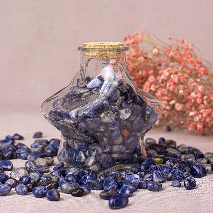 Polished Sodalite Crystals - 72 Pcs, 0.5" 10 oz Handpicked Natural Tumbled Gemstones Rocks, Pebbles for Reiki, Chakra, Healing Home Decor