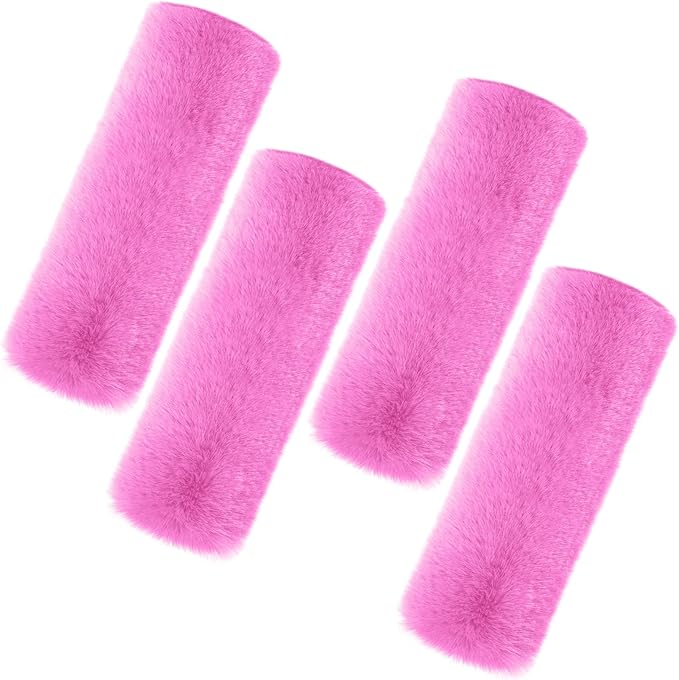 Boao 4 Pack Faux Sheepskin Car Seat Belt Pads Seatbelt Protector Soft Seat Belt Shoulder Strap Cover Comfort Harness Pad(Pink, 9.9 Inch)