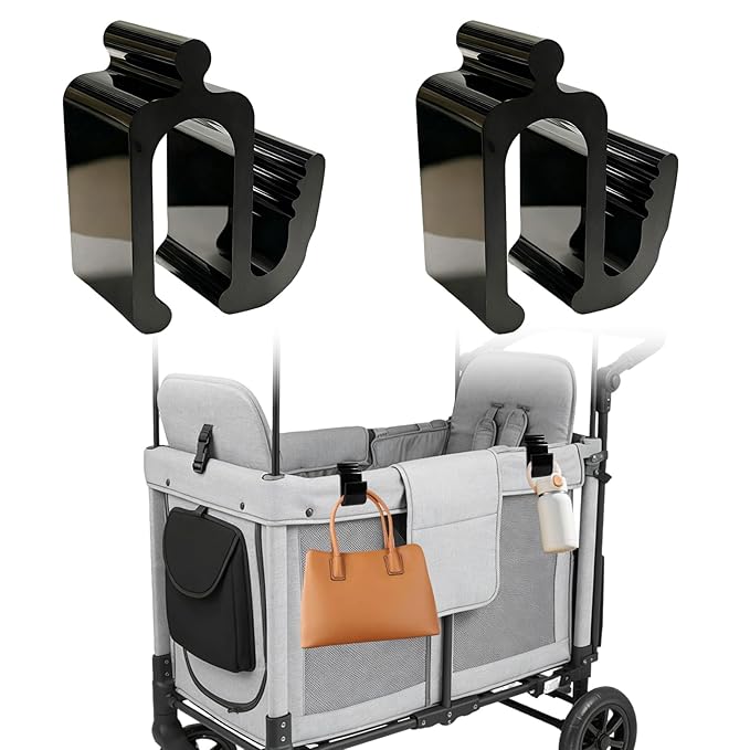 Universal Wagon Accessories, Upgraded Side Hooks with 30kg Load Capacity - Sturdy Stroller Hooks & Space-Saving Travel Organizer for All Wagon Strollers (2PCS)