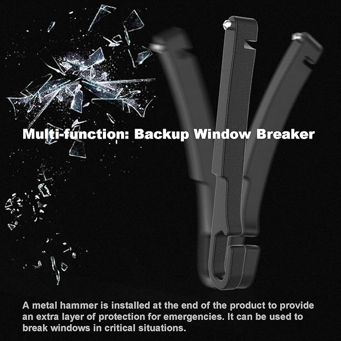 Universal Car Seat Gap Filler 2 pack with Organizer Hook & Emergency Glass Breaker Prevent Small Items & Tools from Falling Ultimate Seat Side Gap Stopper for All Vehicles, Trucks & SUVs
