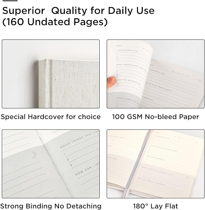 And Per Se Gratitude Journal – Five Minutes a Day to Cultivate Mindfulness, Happiness, Positive Vibes, Affirmations & Self-Reflection – Undated Daily Gratitude Journal for Women & Men (Black)