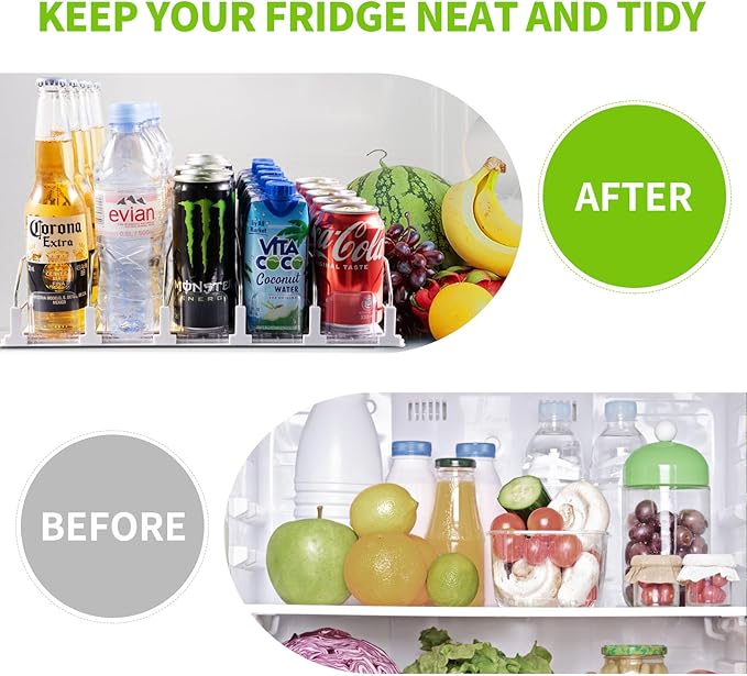 Drink Organizer for Fridge, Soda Can Dispenser for Refrigerator, Automatic Drink Dispenser for Fridge Holds up to 25 Cans, 5 Row (Pack of 2)