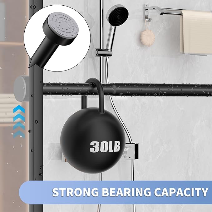 Black Shower Curtain Rod 34-96 Inches (2.8-8ft) Never Rust Adjustable Shower Rod Spring Tension Non-Slip No Drilling Shower Rods for Bathroom Garland Window
