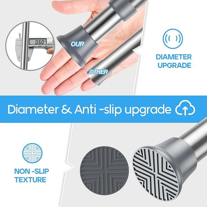 2-pack Spring Tension Rods, 23-46 Inch Adjustable Silver Tension Rod, Extendable Short Curtain Rod, Spring Loaded Curtain Rods, Tension Rod for Curtains, Closet, Kitchen