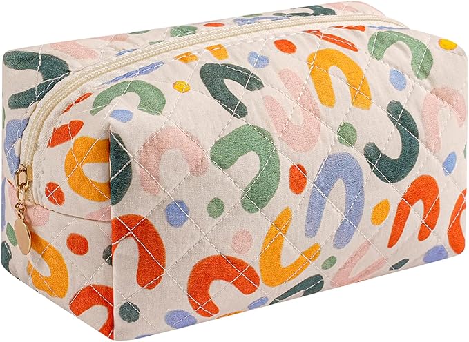 HHQQWZ Makeup Bag Travel Cosmetic Bag for Women Girls, Zipper Make Up Pouch, Floral Flowers Toiletry Organizer Makeup, Portable Storage Bag, Cosmetic Travel Cloth Bag (UU Colourful)