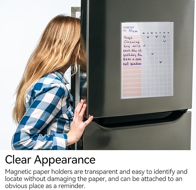 15 Pcs 8 1/2'' x 11'' Rigid Magnetic Sign Holder Magnetic Frames Clear Plastic Paper Holder with Magnet Borders Magnetic Document Holder (15Pcs)