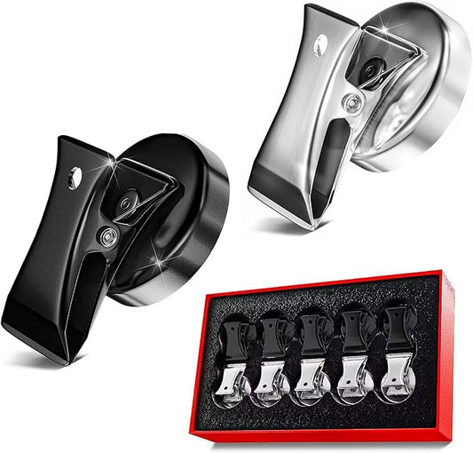 10 Pack Magnetic Clips Heavy Duty, Premium 35mm Diameter Refrigerator Metal Chip Clips with Anti-scratch Pads, Strong Magnet Clips for Whiteboard Fridge Home Office School Use, Black + Sliver