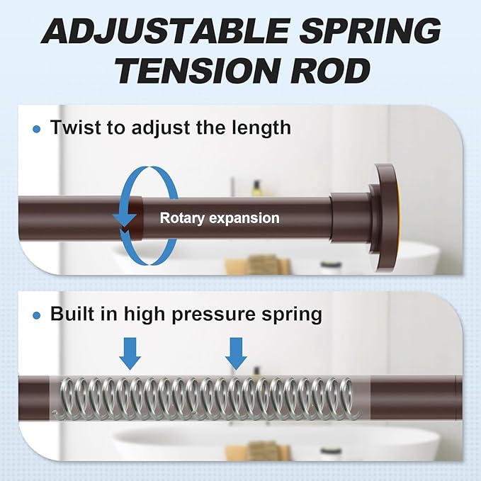 CorkLatta Bronze Shower Curtain Rod 31 to 104 Inch,1 Inch Diameter Adjustable Spring Tension Curtain Rod No Drilling Stainless Steel Telescoping Rod,No Rust