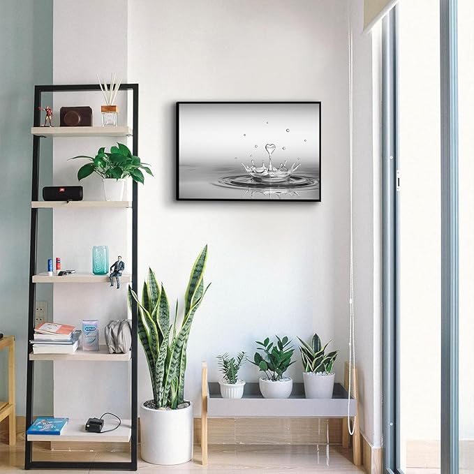 DCMVJHZV Framed Heart Drop Bathroom Wall Art Black and White Zen Bathroom Wall Art Yoga Meditation Picture Print Wall Decor Spa Room Bedroom Living Room Painting Wall Decorations(12"x16")