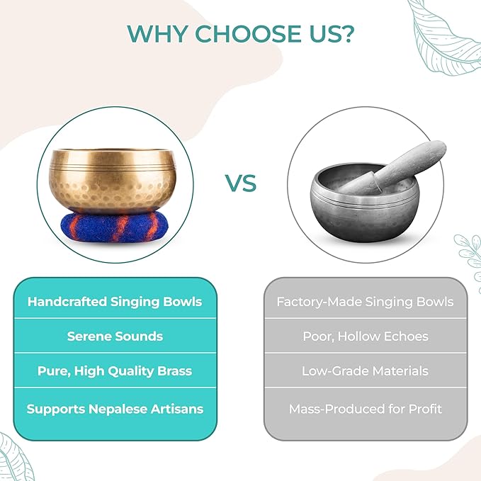Handcrafted Tibetan Singing Bowl Set – 3.5” Sound Bowl for Meditation, Sound Healing & Yoga – Healing Instrument with Wooden Striker & Cushion – Authentic Hand-Hammered in Nepal