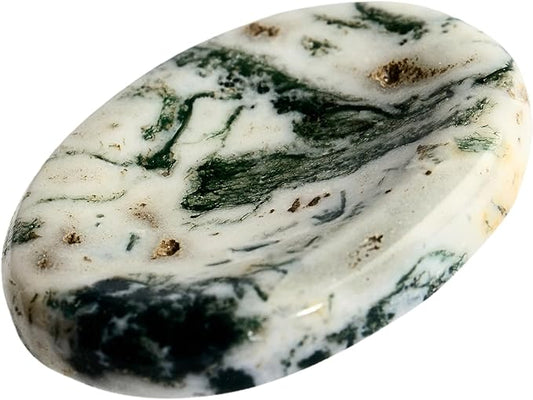 Tree Agate Worry Stones – Crystal Thumb Worry Stone for Anguish, Stress – Relaxing & Soothing Balance Stones for Meditation, Relief – Healing Stones & Crystals for Men, Women - Tree Agate