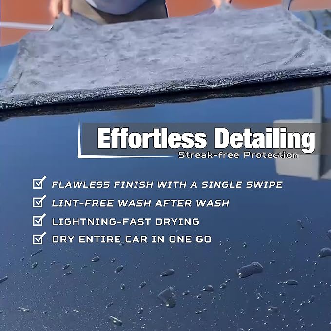 WEST BROS XL Car Drying Towel, 1300 GSM Professional Car Towel with Double Twisted Loop, Car Drying Towels Extra Large Super Absorbent, Microfiber Drying Towels for Cars, Trucks, SUVs - 40"x24", Gray