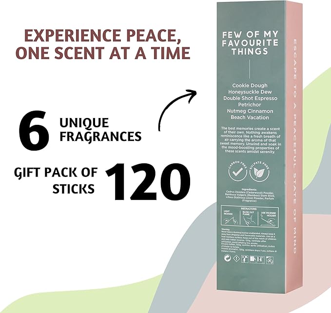 Folkulture Incense Sticks | Pack of 6 (120) Non Toxic Fall Insence-sticks, Fall Scents with 45 Mins Burn Time | Cinnamon, Espresso | Organic Inscents-sticks | Slow burning Incensios or Fall Essentials