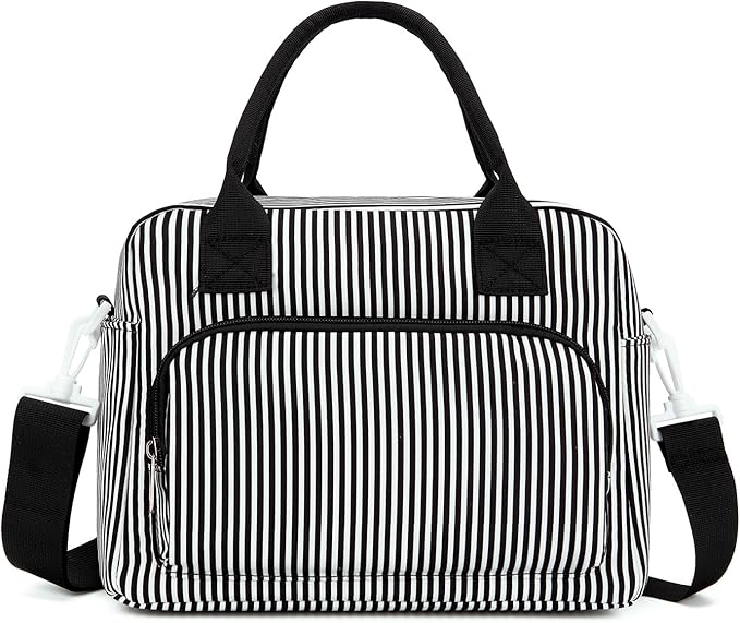 Lunch Bag Women Lunch Box for Women Adult Cute Insulated Lunch Bag Lager Cooler Lunch Tote Bags for Work Picnic (Black Stripes)