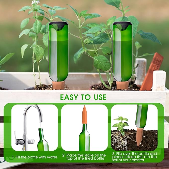 APPD Terracotta Watering Stakes10 Pack Automatic Plants Watering Devices Terracotta Self Watering Spikes for Wine Bottles Great for Indoor & Outdoor Plants