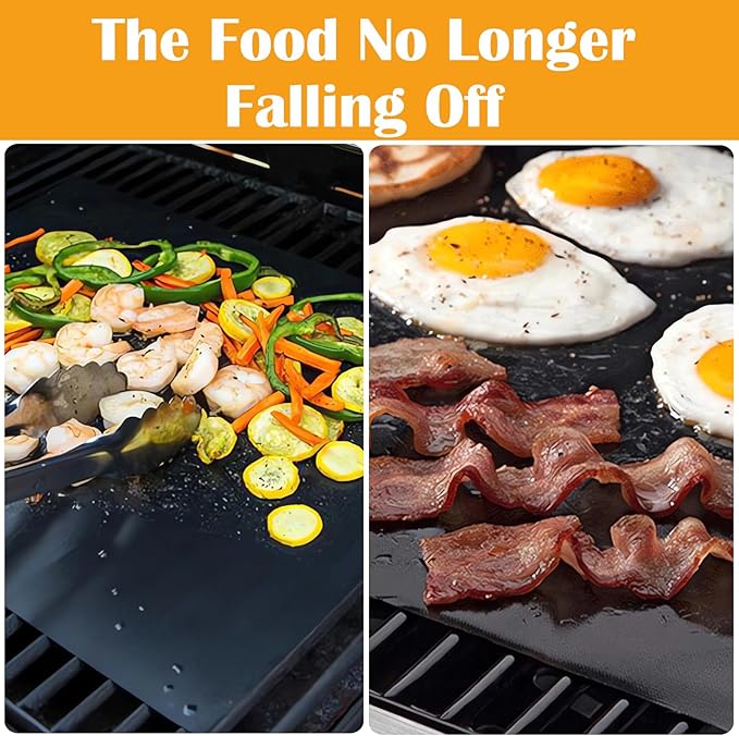Grill Mats for Outdoor Grill - Dailyart Set of 10 BBQ Grill Mat Non-Stick Grill Sheets Teflon Grilling Accessories BBQ Accessories Reusable, Works on Gas, Charcoal, Electric Grill 15.75 x 13-Inch