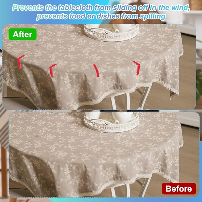 uxcell 4 Pack Tablecloth Clips, Stainless Steel Table Cloth Cover Clamps, 2.87" x 2.36" Windproof Holder Clips for Home Party Picnic Wedding Camping Dining Tables, Yellow