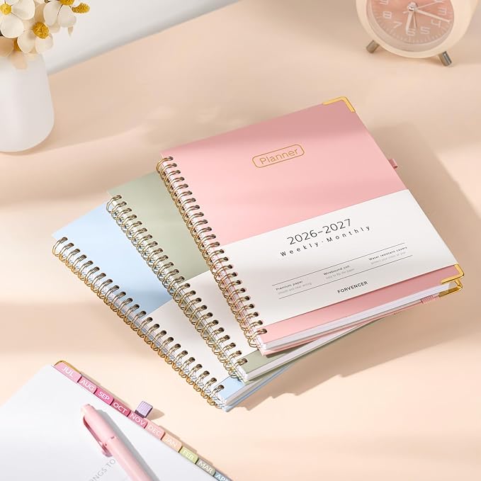 Forvencer Academic Planner 2026-2027, Hardcover Calendar Planner Weekly & Monthly, July 2026 - June 2027, 6" x 8", Daily Agenda with Tabs, College School Organizer for Student Teacher, Purple Marble