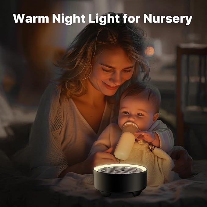 Sleep Sound Machine with White Noise, 24 Soothing Sounds & Max 8H Timer for Baby and Adult. Recessed Night Light Button, Dimmable Light, Plug in