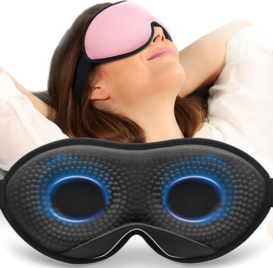 MABAO Weighted Sleep Mask - 100% Blackout Eye Mask for Sleeping for Women Men, 3D Contoured for Lash Extension, Zero Eye Pressure Memory Foam Cover, Soft Gentle Pressure Blindfold for Travel - Pink