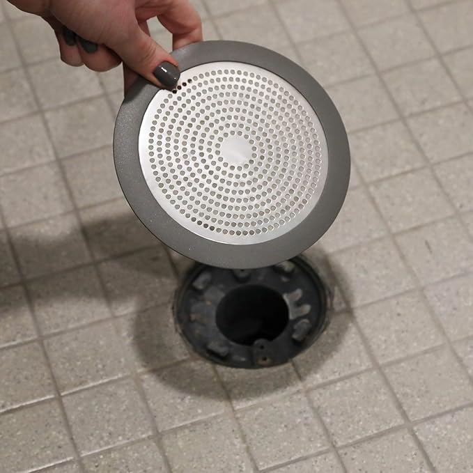 Round Shower Drain Cover Hair Catcher 5.5 inch, Hair Stopper for Bathtub Drain Bathroom Shower Drain Strainer Sink Protector Filter Weighted Stainless and Silicone Shield (5.5 in)