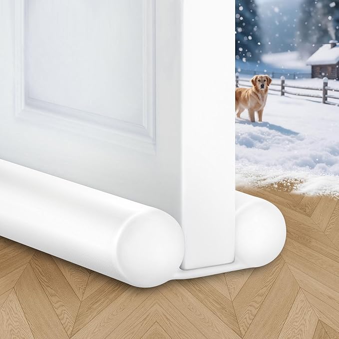 MAXTID Under Door Draft Blocker 36" Door Sealers for Bottom of Door Seal Strip Block Air Double Door Draft Stopper White Door Sweep Noise Cancelling Weather Seal