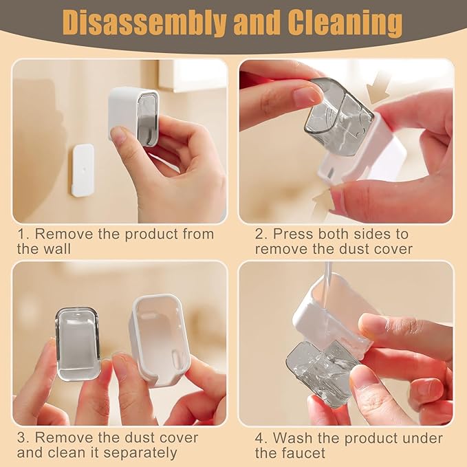4PCS Dustproof Toothbrush Holders for Bathroom, Wall Mounted Toothbrush Holder with Cover, Toothbrush Travel Container Detachable and Single Toothbrush Dispenser for Bathroom, Family, Travel
