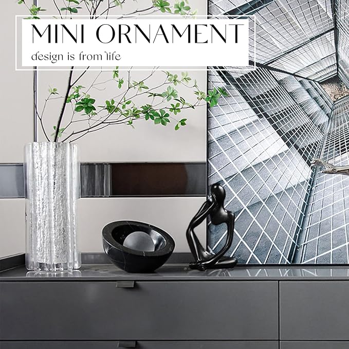 Thinker Statues and Sculptures,Sandstone Resin Thinker Statue Ornaments, Abstract Style Sculptures, Housewarming Gifts, Home Decorations, Living Room Desk Decor (Black)