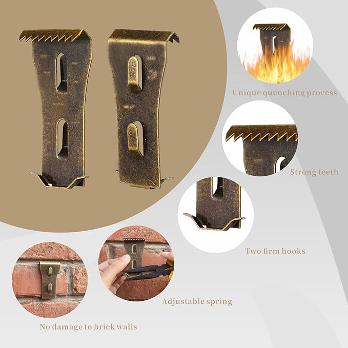Brick Clips 24 Pcs Brick Clips for Hanging Outdoors Heavy Metal Brick Wall Hangers for Outside Home Decor Brick Hooks for 2-1/4 Inches to 2-3/8 Inches High Bricks