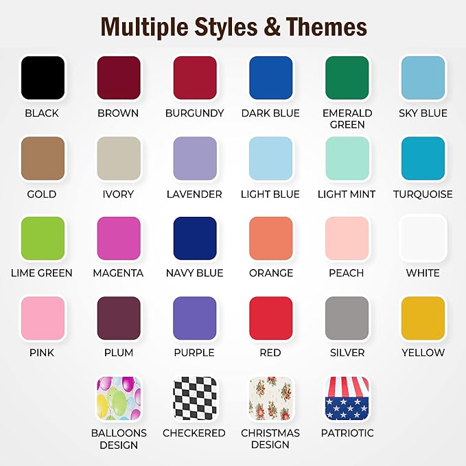 Party Solids Pack Of 12 - Premium Plastic Tablecloth 54 Inch x 108 Inch Rectangle Table Cover - Checkered