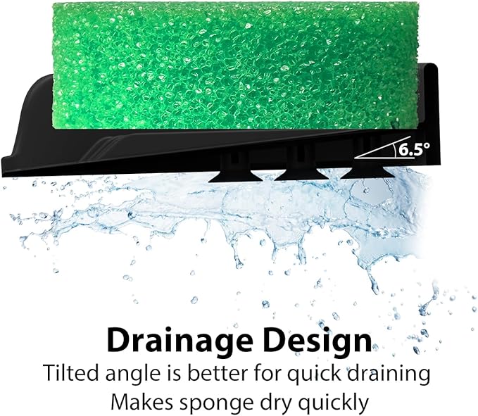 Sponge Holder for Scrub Daddy with Suction Cups and Drain Spout Kitchen Sink Caddy Organizer, Soap Dishes Holder Accessories Rack, Dishwasher Safe - 4.7"x4.7", Black