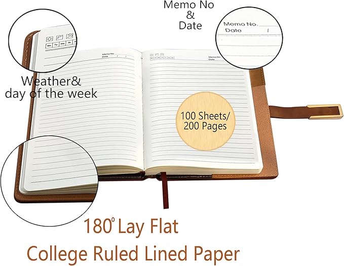 Fanery Sue Refillable Adventure Travel Journal For Women & Men Faux Leather Hardcover A5 Travel Notebook College Ruled 200 Lined Pages Lay-Flat Diary With Pen & Magnetic Buckle(Adventure - Brown)