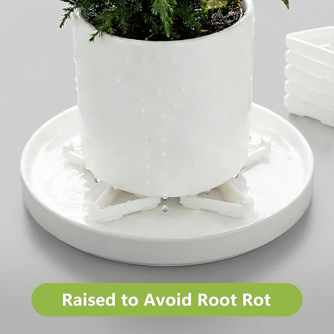 Li&Zhao 20pcs Pot Feet with 5pcs Fertilizer Cages, Plant Stand Risers for Indoor Outdoor Planters, Ceramic Pot Feet and Plant Stand Support for Gardening, Durable Pot Feet for Outdoor Planters (White)