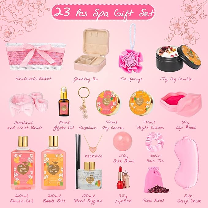 Christmas Gifts for Women Gift - 23-Piece Luxury Spa Gift Baskets for Women, Bath and Body Gift Basket for Her, Spa Kit | Perfect for Holiday, Valentine's Day, Birthday, Mothers Day Gifts for Mom